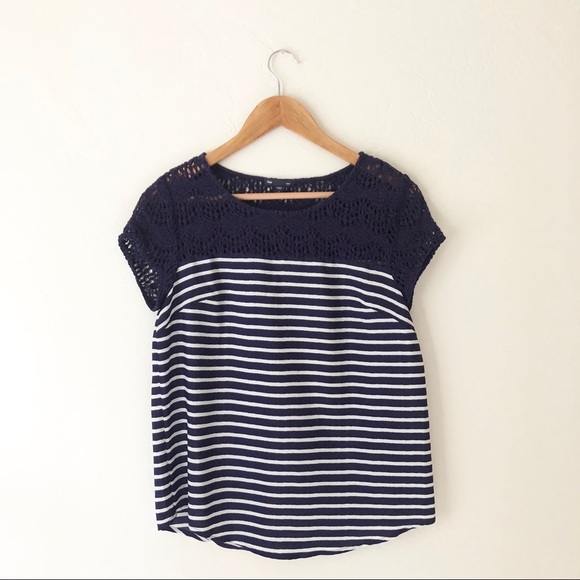 GAP Tops - Gap Striped Lace Navy Blue Top
